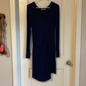 Navy blue My Tribe Dress with asymmetrical front accent.